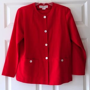 Norm Thompson jacket blazer Round Neckline vintage mother of pearl buttons p…